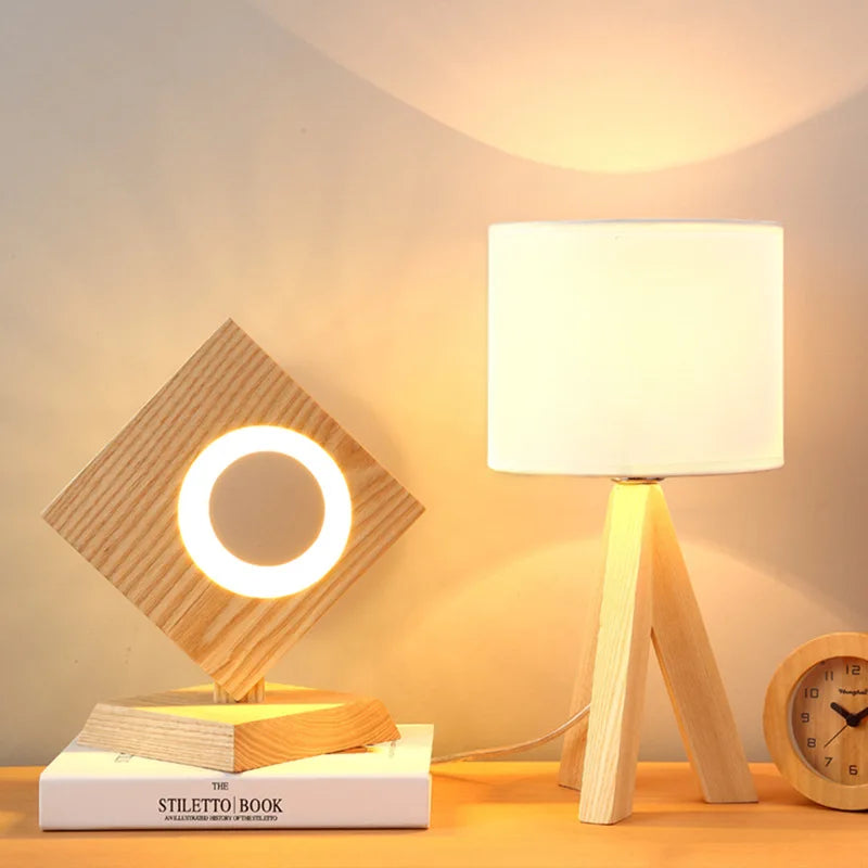 Wood Opaline Tripod Table Lamp - Modern