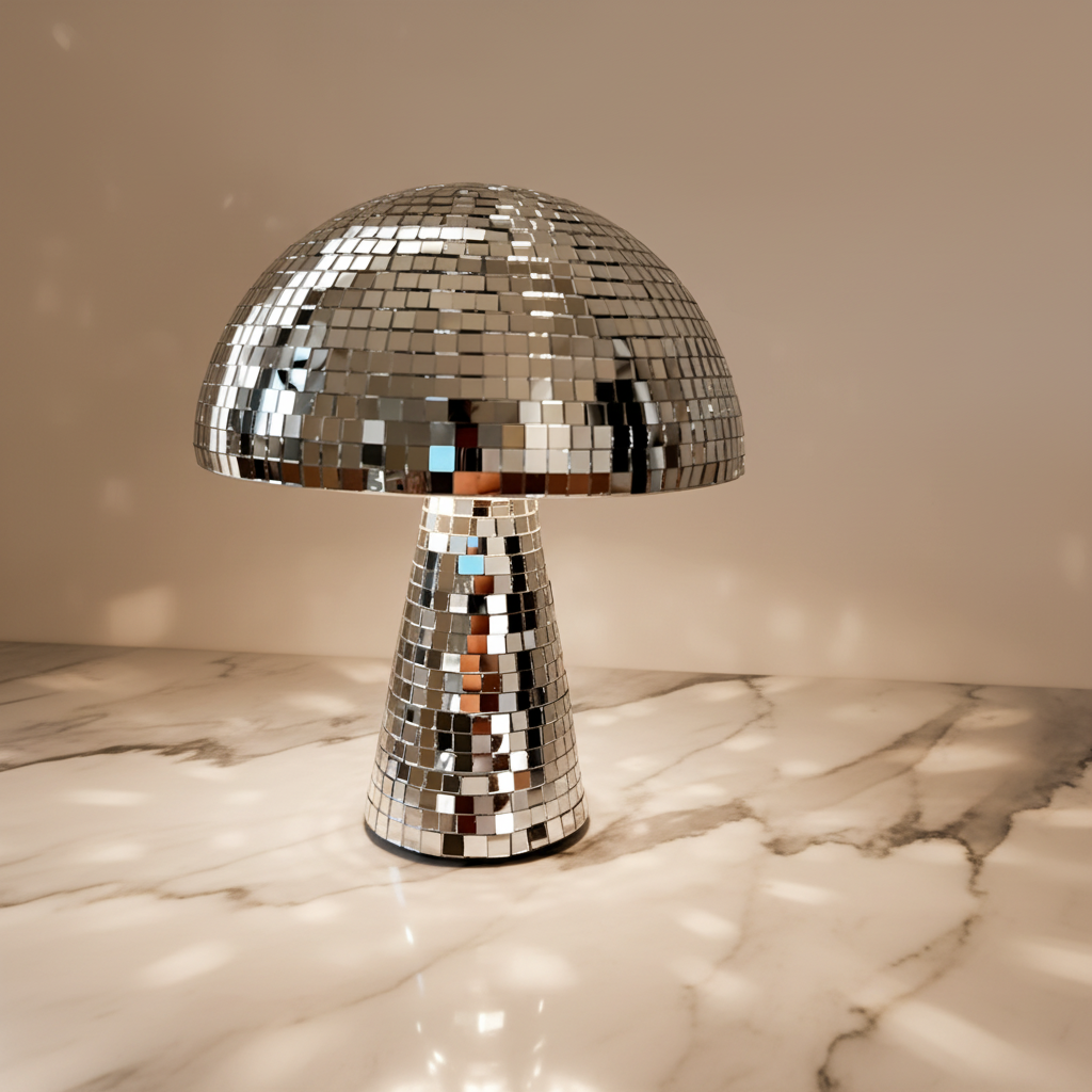 Mushroom Style | Table Lamp with Reflective Tiles for Vibrant Ambiance 0