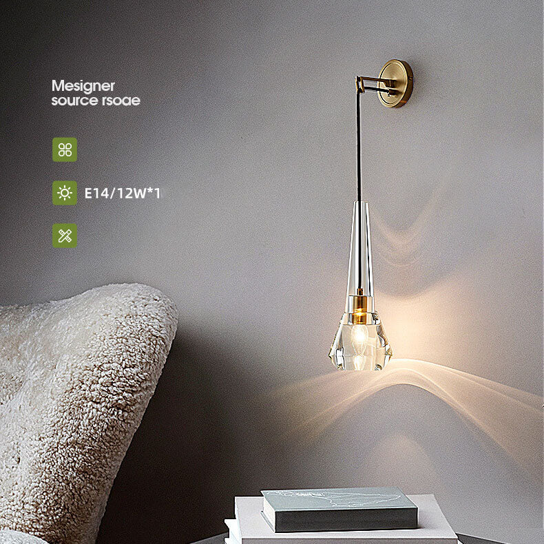 CrystalGlow Wall Lamp - Crystal Glass