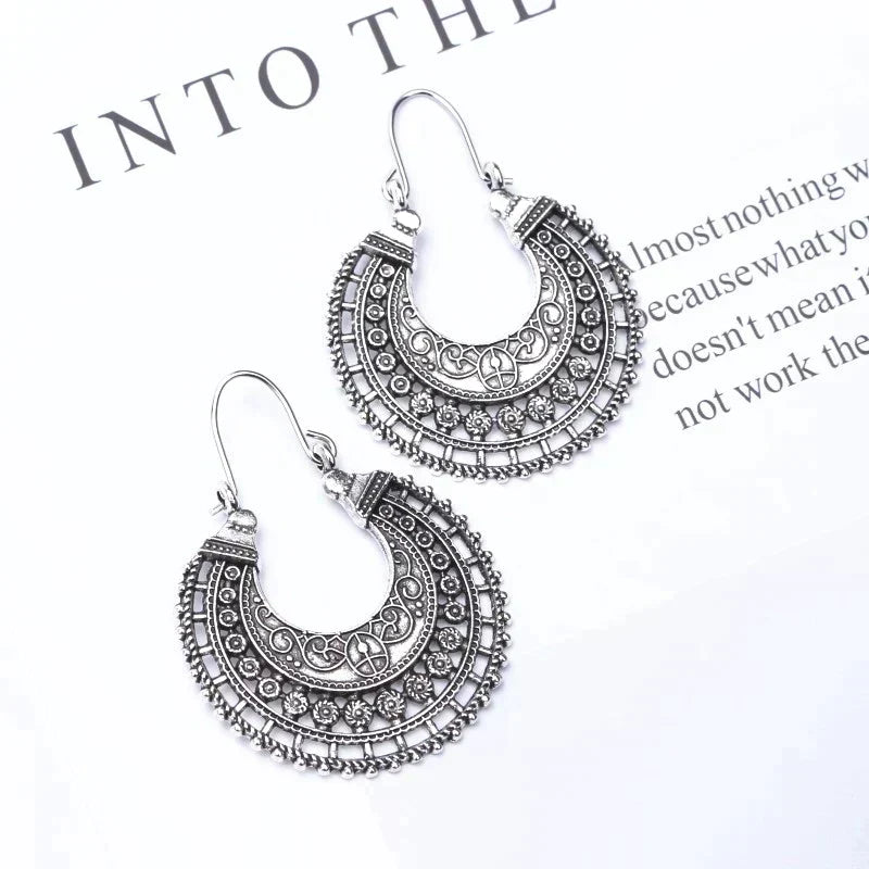 Tibetan Silver - Filigree Earrings for Women
