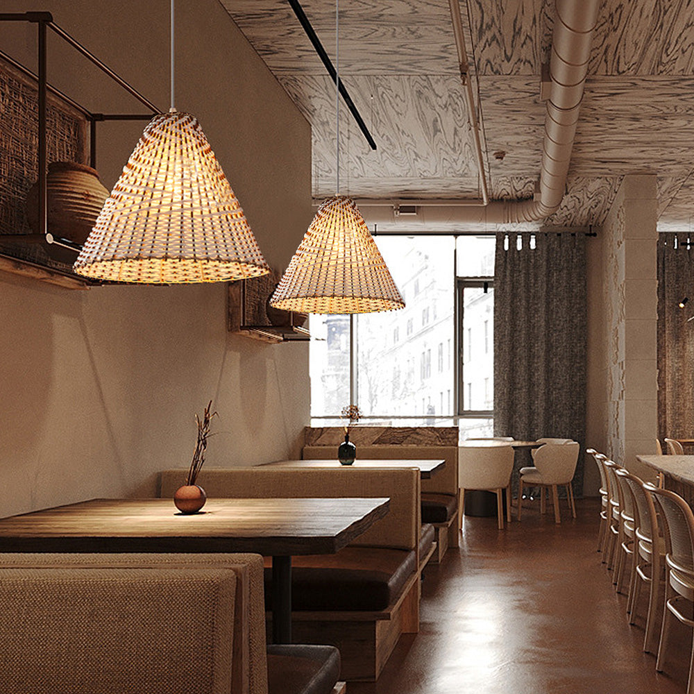 Boho Pendant Lamp - Handmade Rattan Ceiling Light
