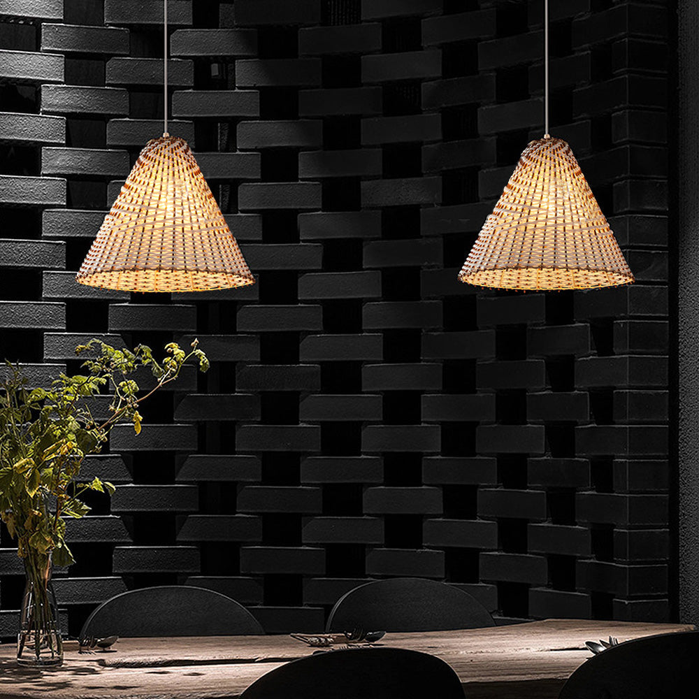 Boho Pendant Lamp - Handmade Rattan Ceiling Light