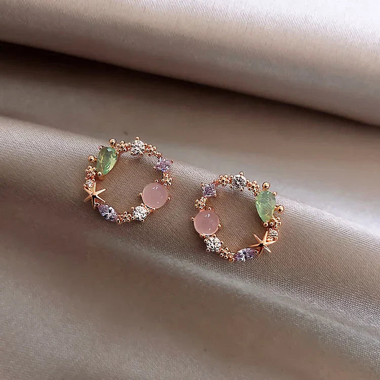 Isabella - Elegant Gold Flower Zirconia Earrings for Women