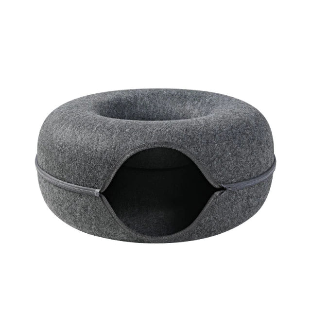 Purrfect Den - Cozy Cat Tunnel Bed with Plush Sleeping Nook