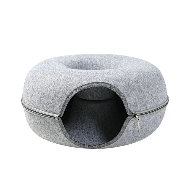 Purrfect Den - Cozy Cat Tunnel Bed with Plush Sleeping Nook