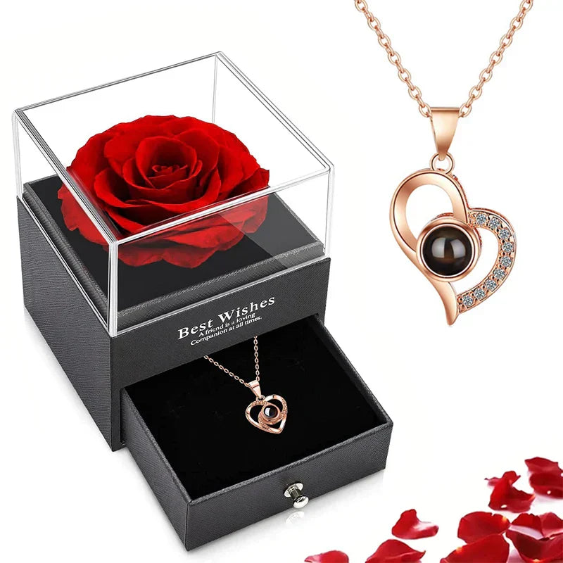 EternalLove Necklace - Heart Pendant with I Love You in 100 Languages
