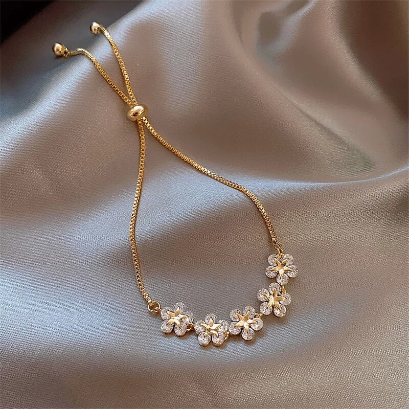 Rosalind - Gold Crystal Flower Bracelet for Women