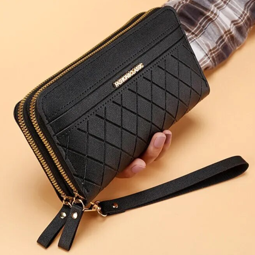 SleekWallet - Quilted Long Wallet with Wrist Strap