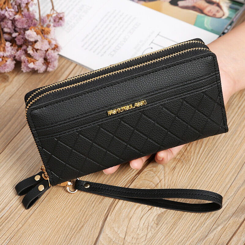 SleekWallet - Quilted Long Wallet with Wrist Strap
