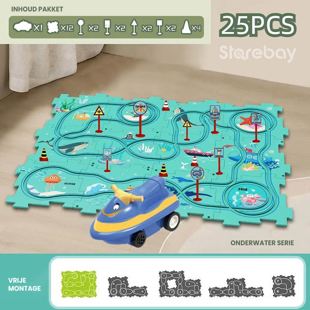 CreativeTrack Puzzle - Build-Your-Own Race Track Toy for Kids