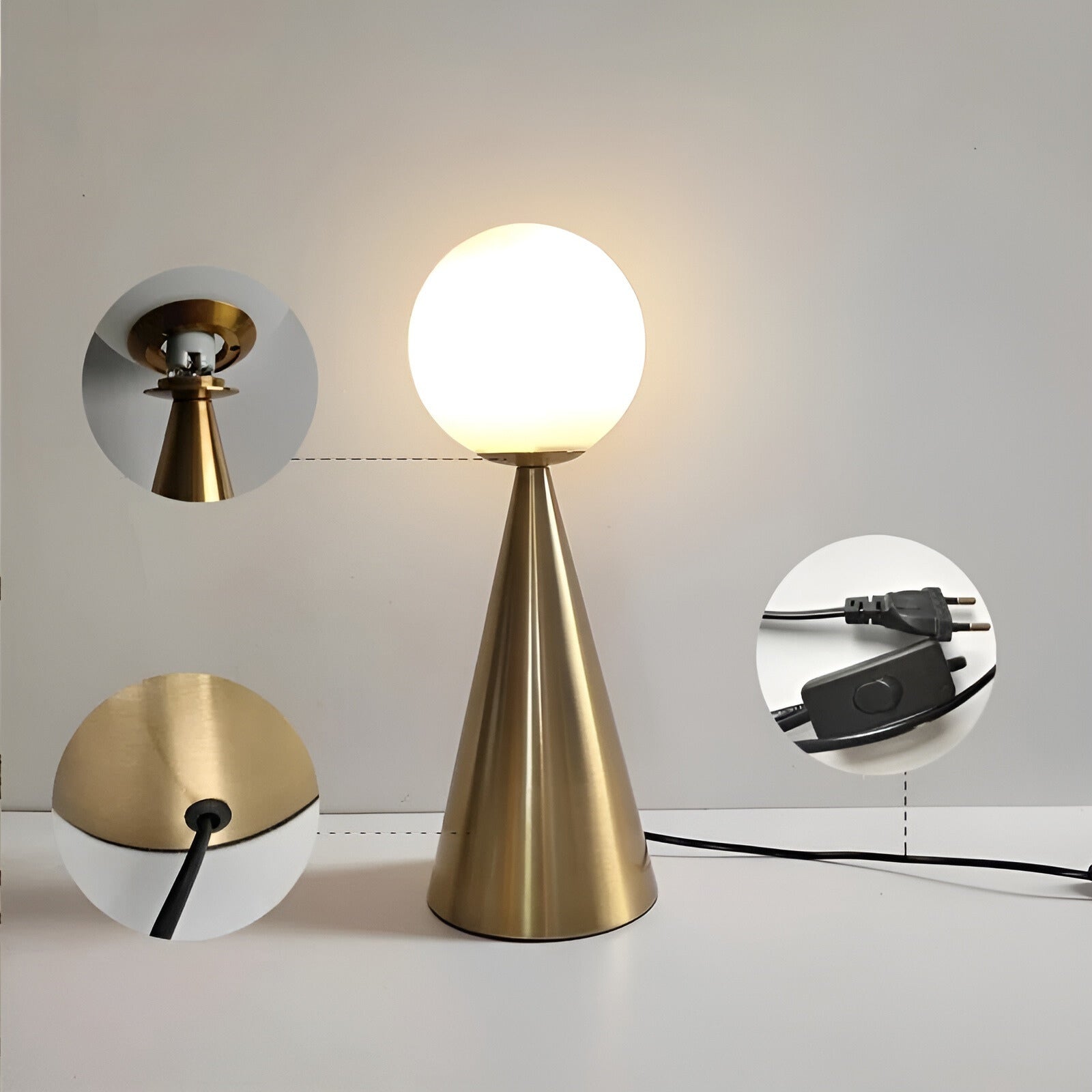 Elegant Gold Table Lamp - Luxury Glass Globe