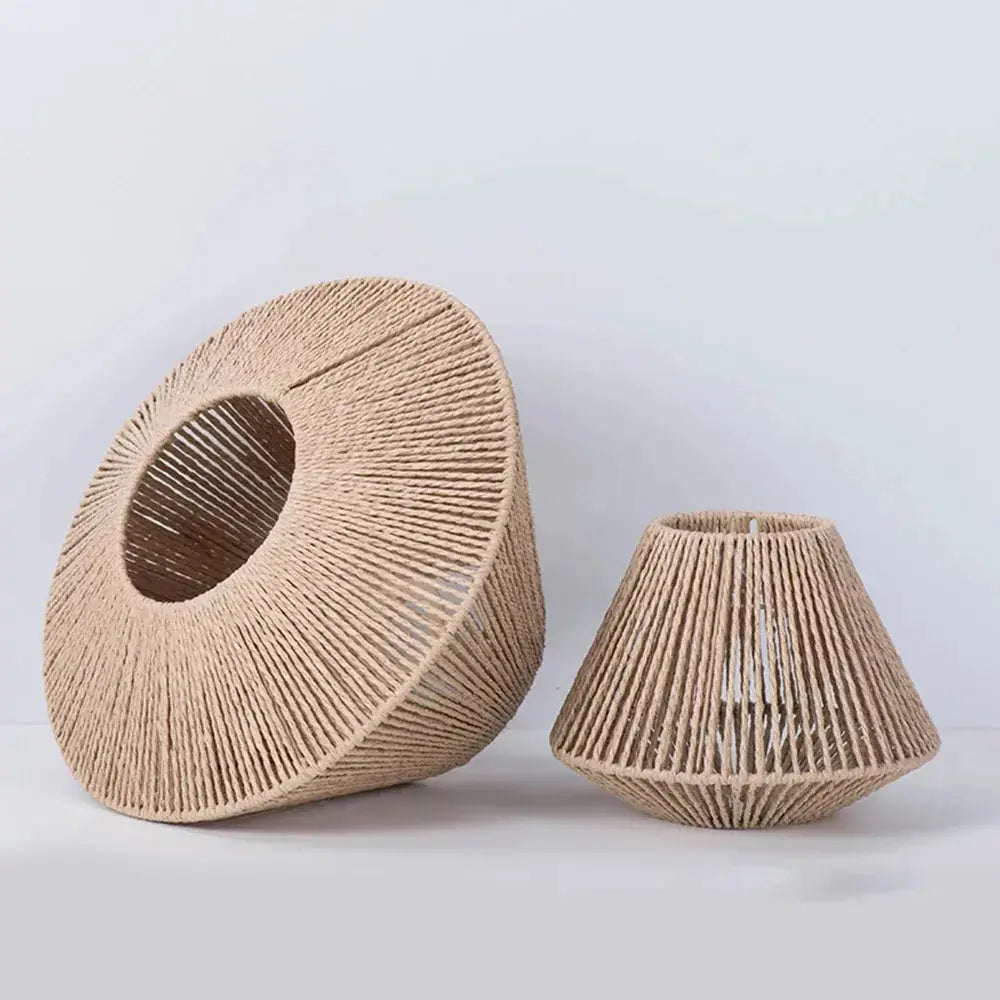 Rattan Geometric Pendant Lamp - Woven Rattan Hanging Light