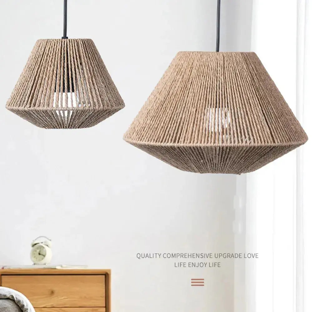 Rattan Geometric Pendant Lamp - Woven Rattan Hanging Light