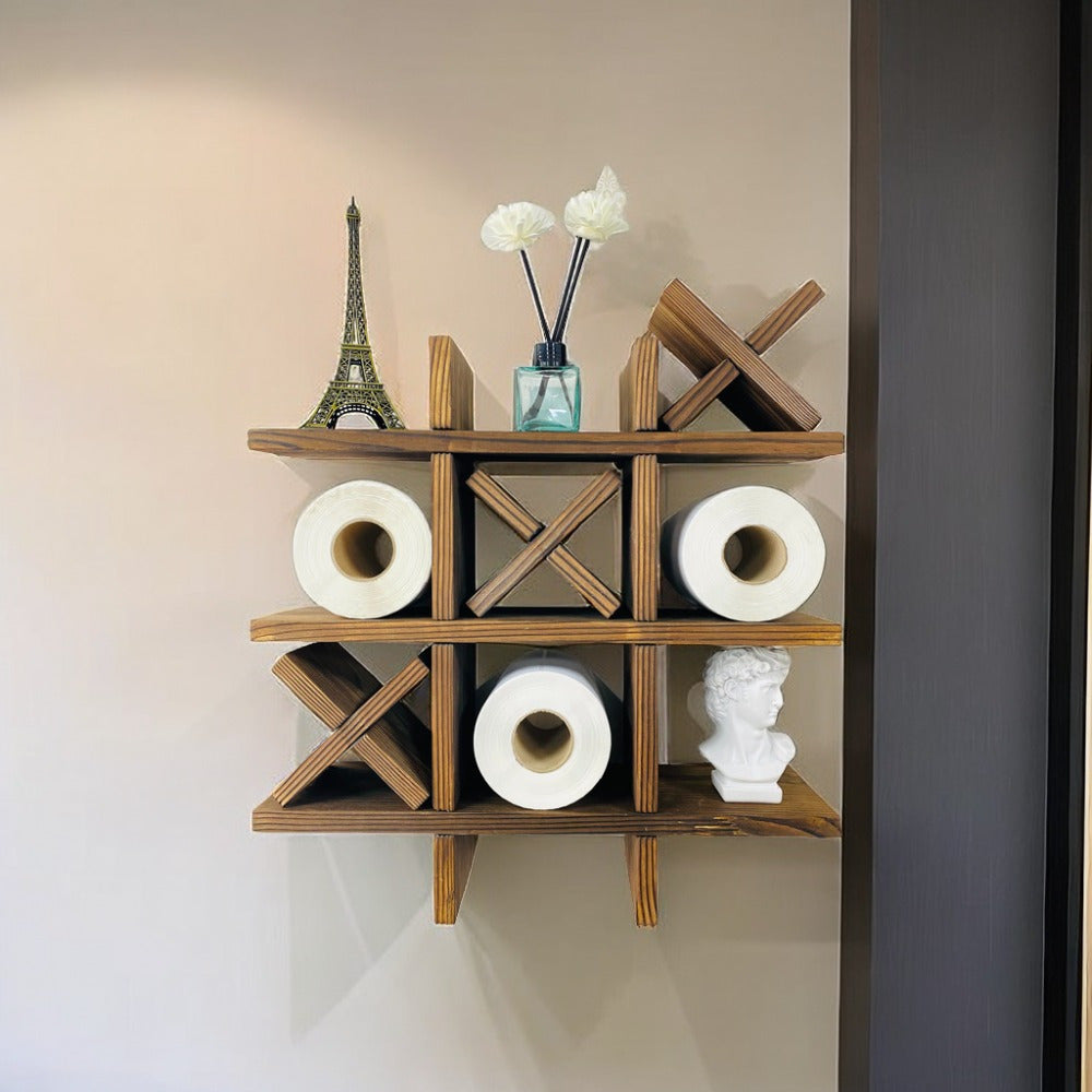 Rustic Wooden Wall Shelf with Compartment System | Stylish Bathroom Storage 3