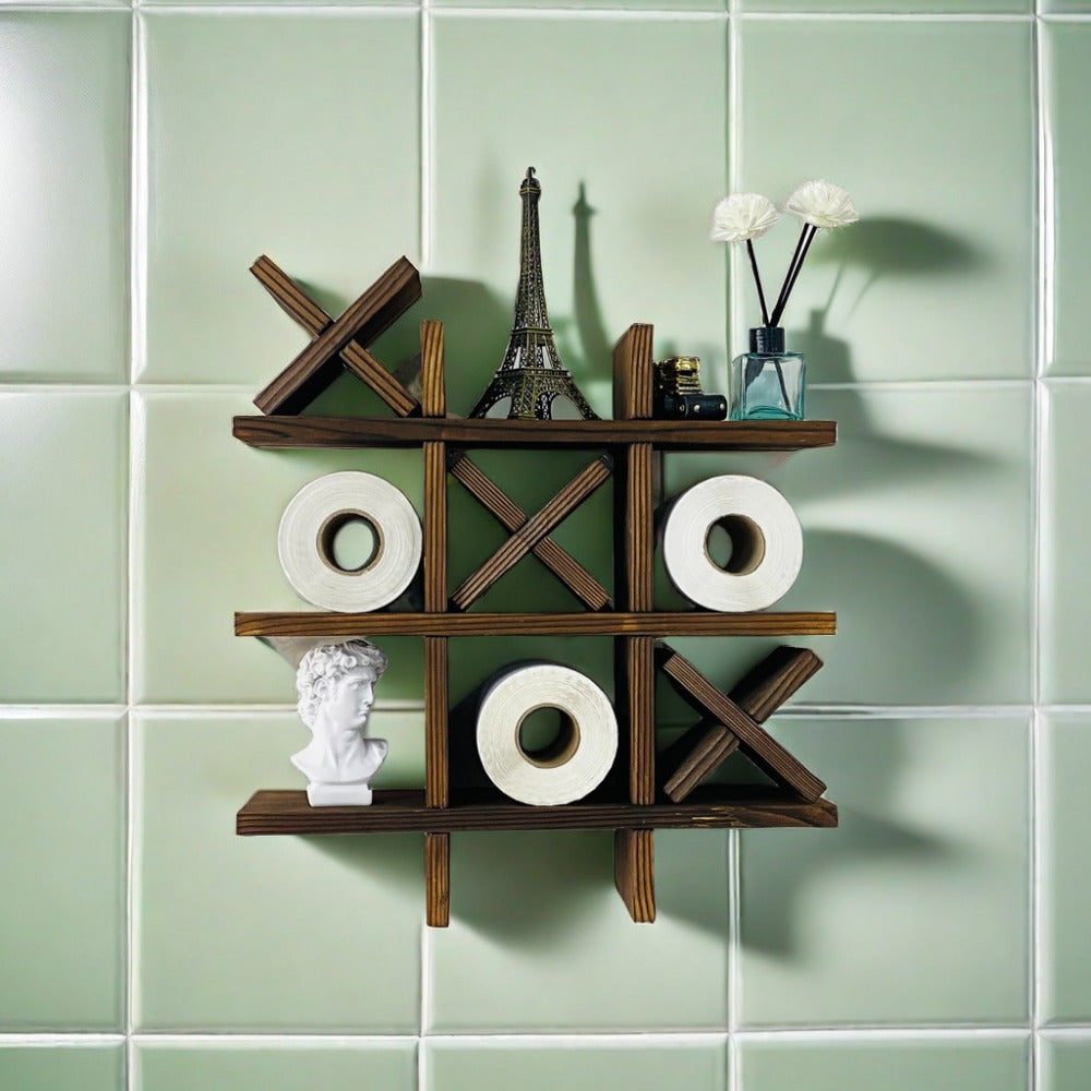 Rustic Wooden Wall Shelf with Compartment System | Stylish Bathroom Storage 4