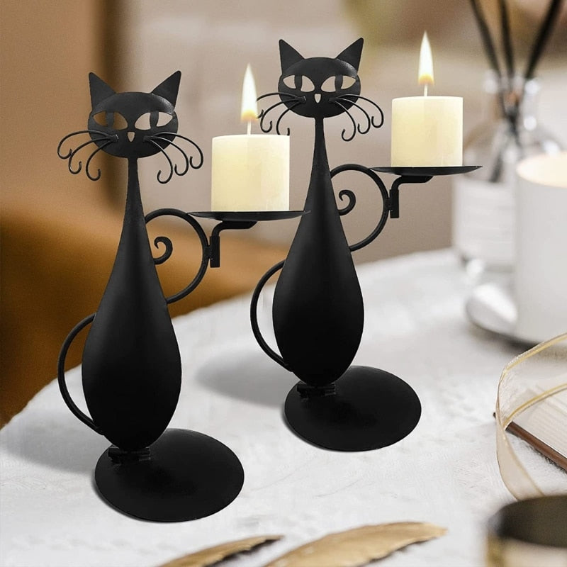 Midnight Panther - Mystic Black Cat Candle Holder