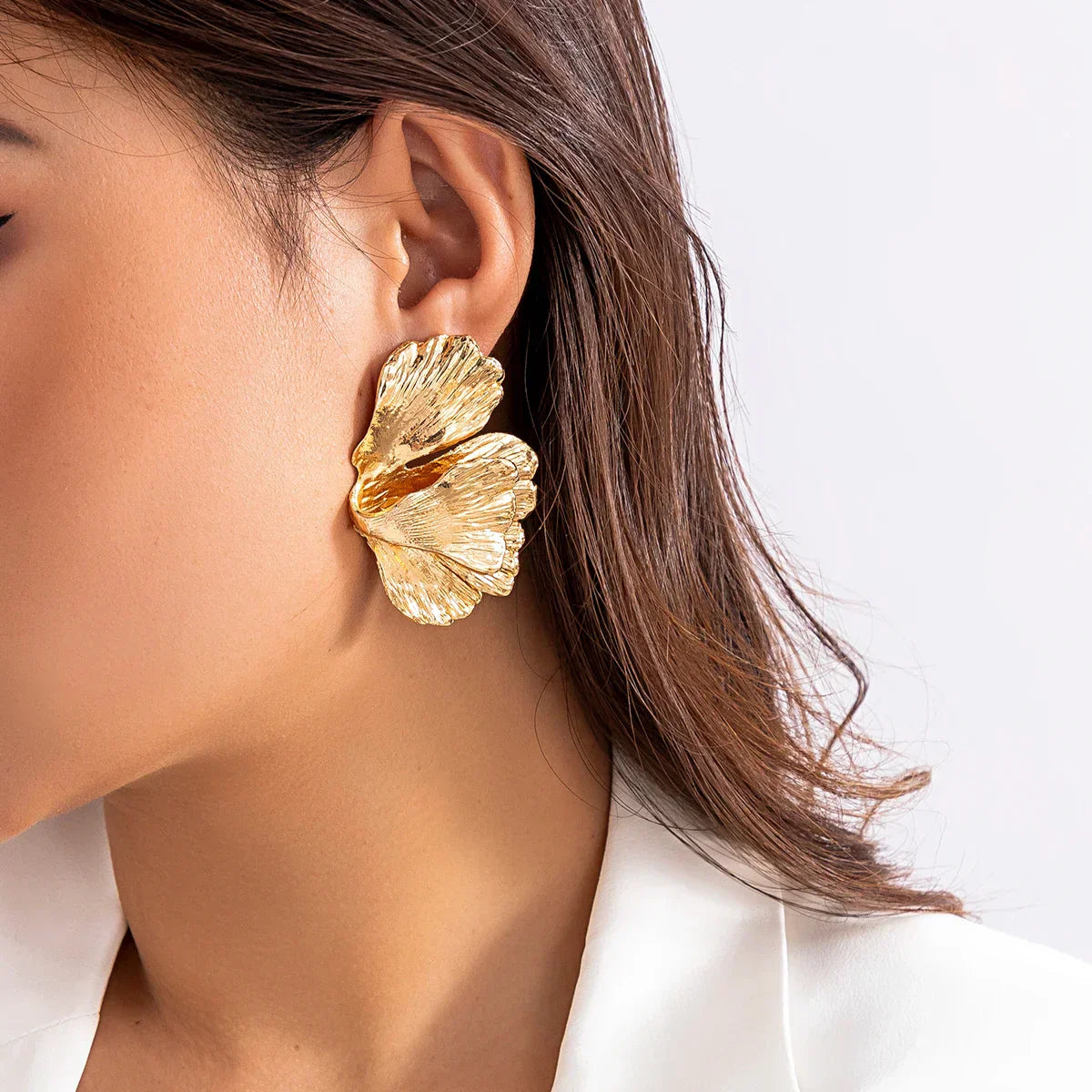 BlossomMetal Earrings - Elegant Metal Petal Drop Earrings