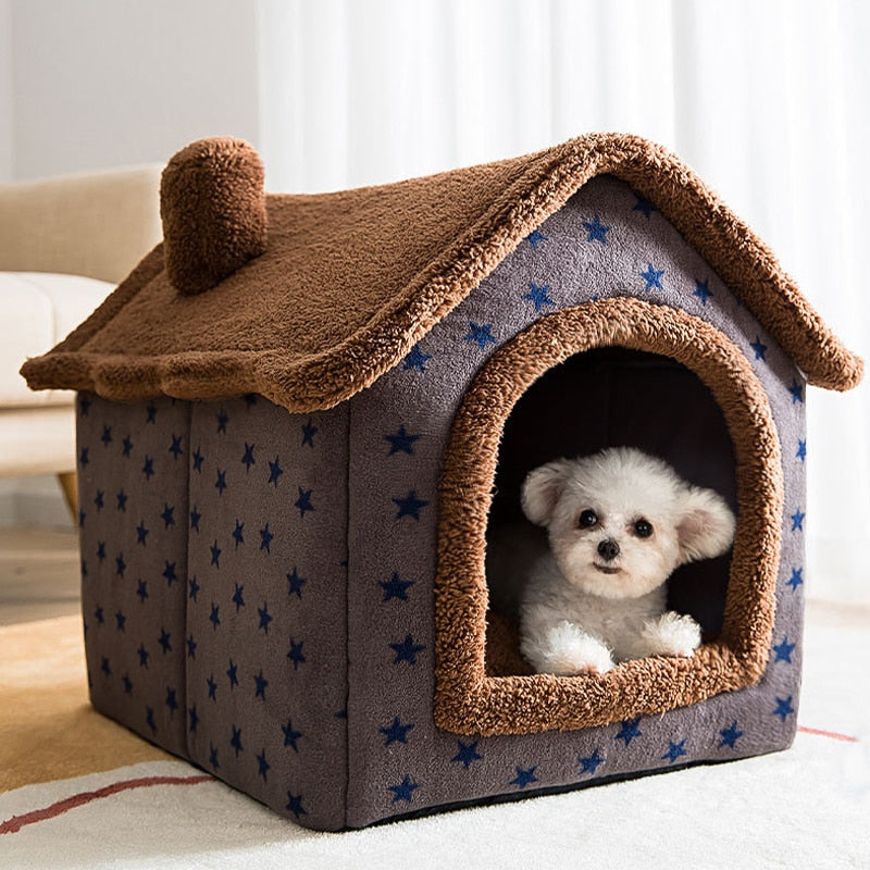 FluffyHaven - Cosy Pet House Bed for Cats and Small Dogs