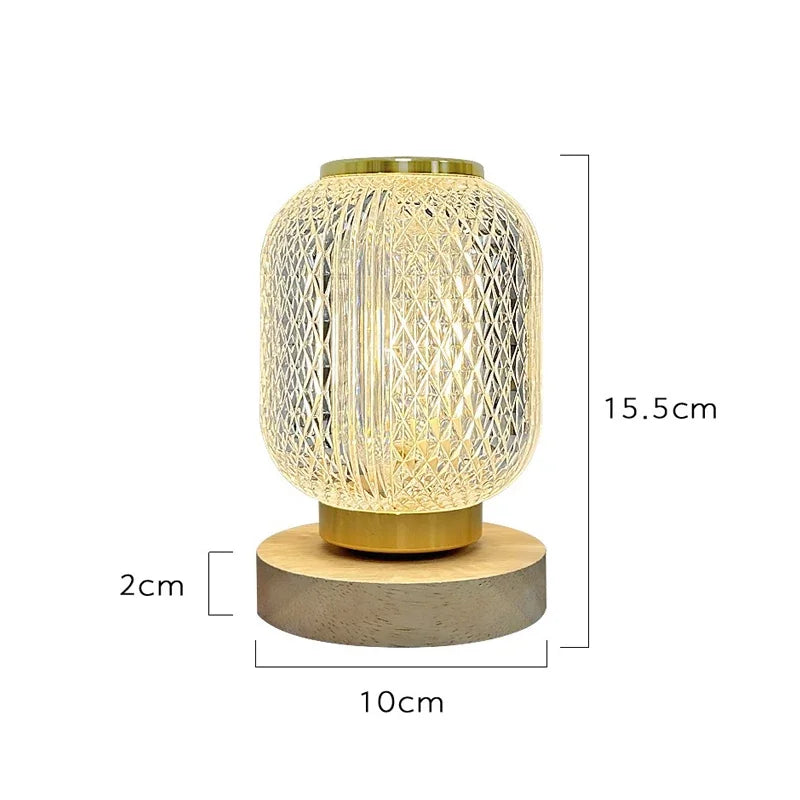 Crystal Table Lamp - Dimmable Gold Touch Accent Light
