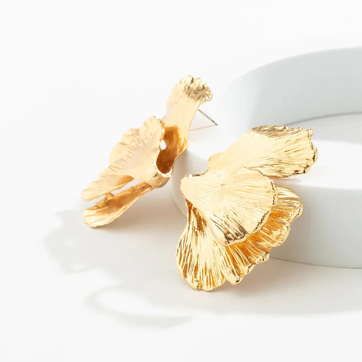 BlossomMetal Earrings - Elegant Metal Petal Drop Earrings