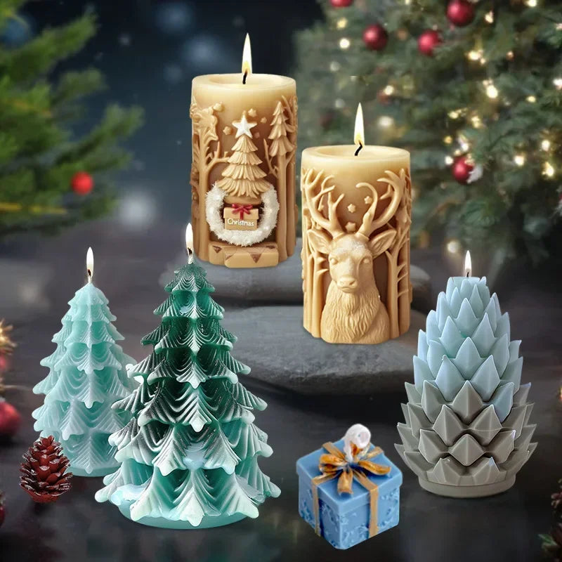 3D Candle Mold - Festive Silicone Candle Mould Set