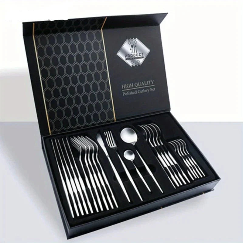 Gold Cutlery Set - 24-Piece Festive Dining
