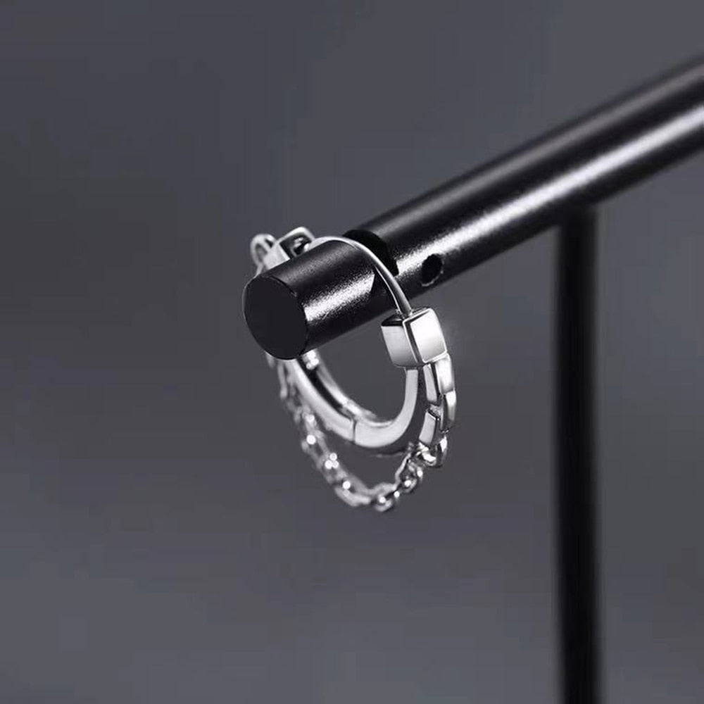 ChainHoops Earrings - Trendy Silver Hoop Earrings for Men