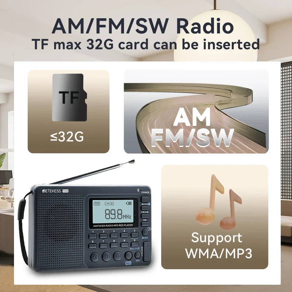EchoWave Portable Retro Radio