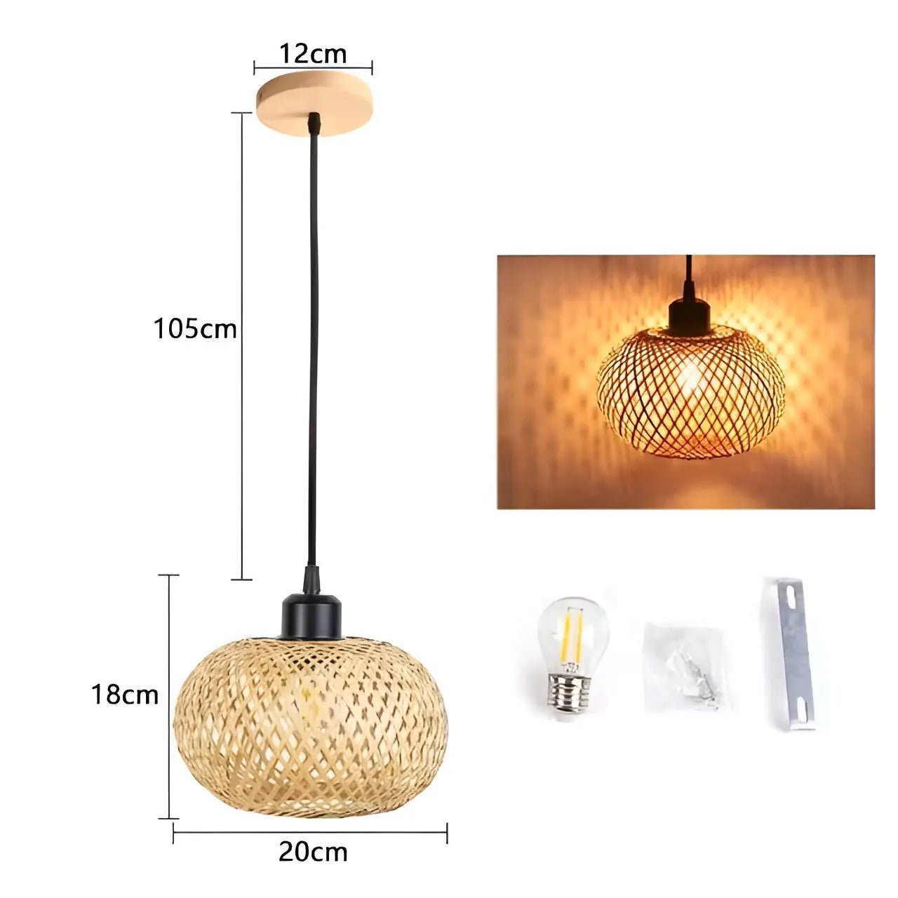 Rattan Pendant Lamp - Elegant Rattan Hanging Light
