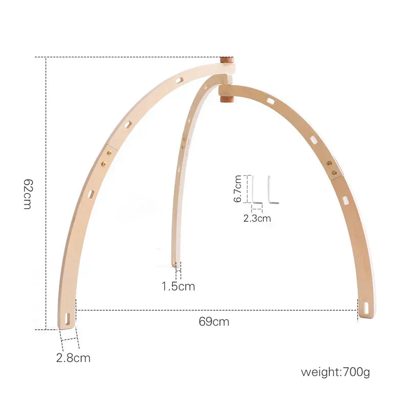 Montessori RattleFrame - Wooden Baby Play Gym with Hanging Toys