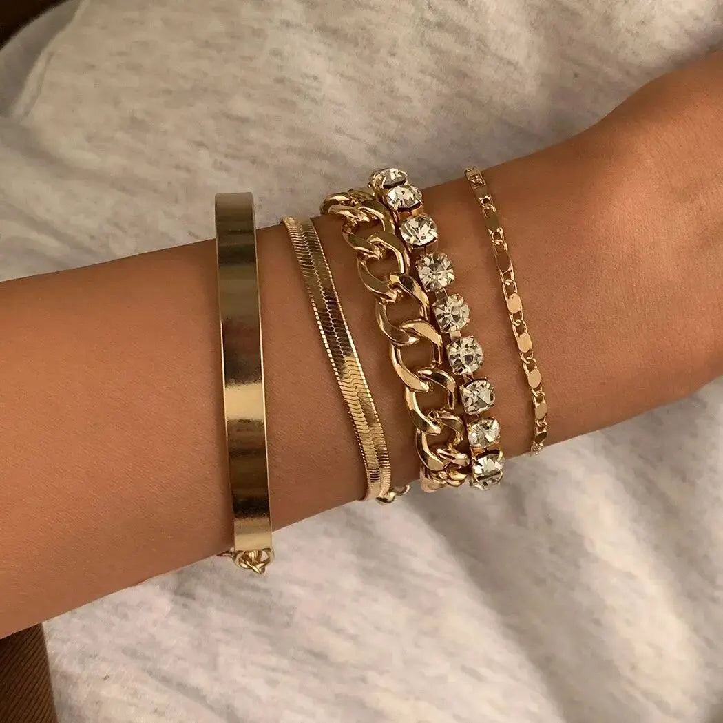 SnakeEdge Metal Bracelet Set – 5 Pieces