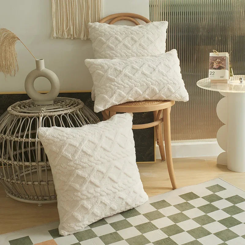 SilkAura Cushion Cover - Geometric Jacquard