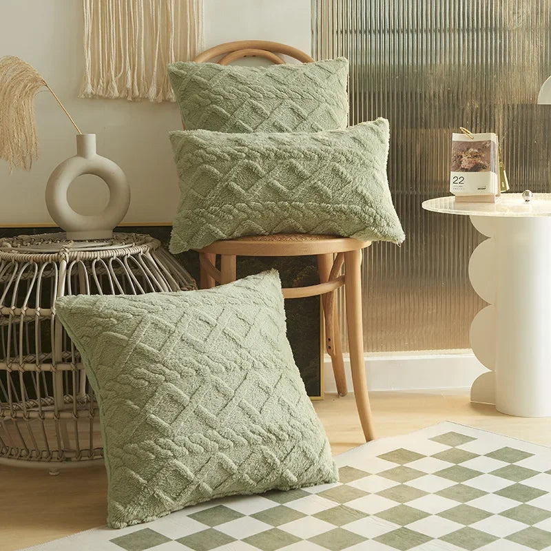 SilkAura Cushion Cover - Geometric Jacquard