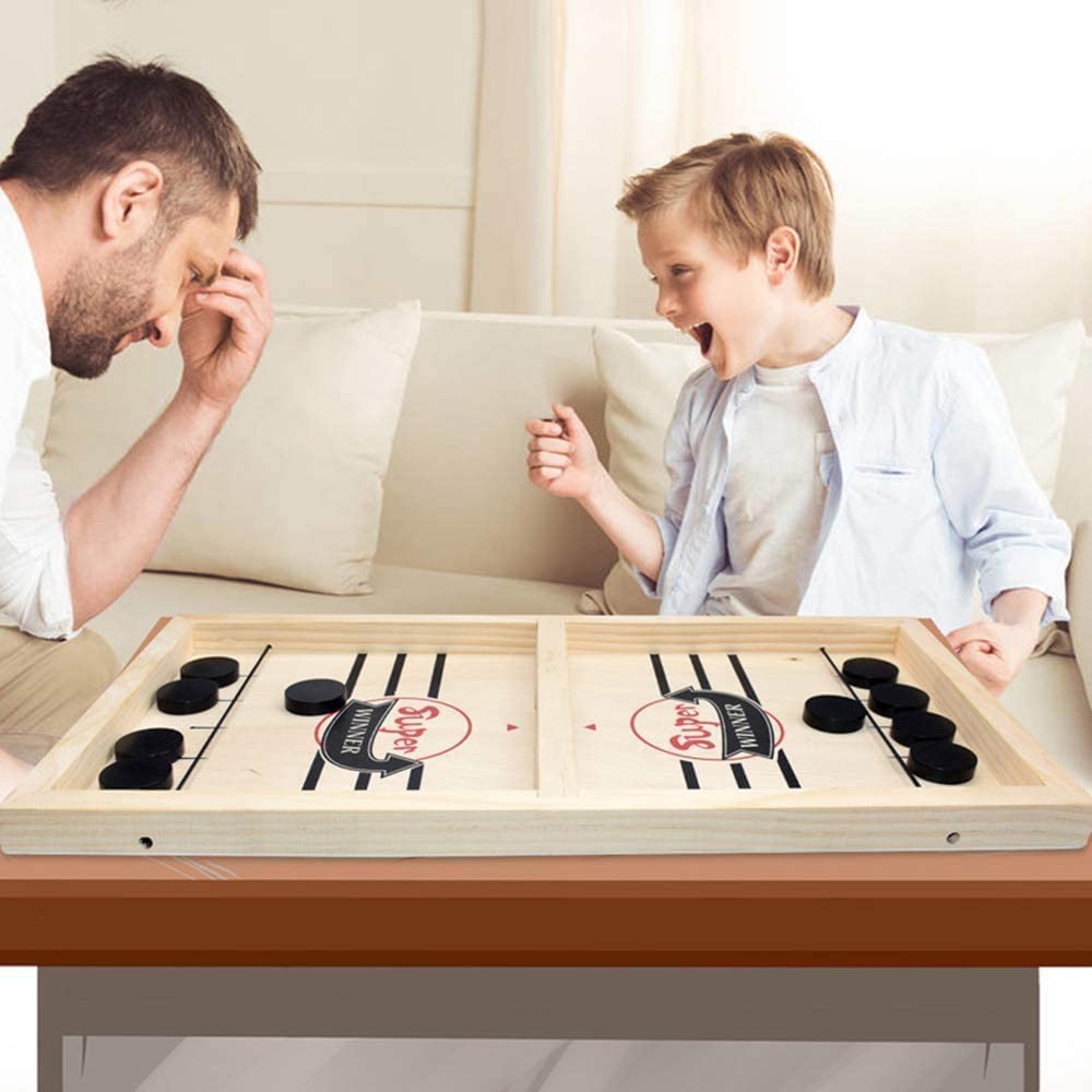 TimberHockey Game - Wooden Tabletop Hockey for Family Fun