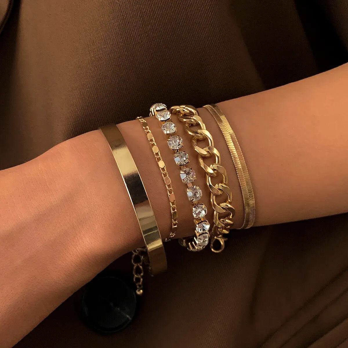 SnakeEdge Metal Bracelet Set – 5 Pieces