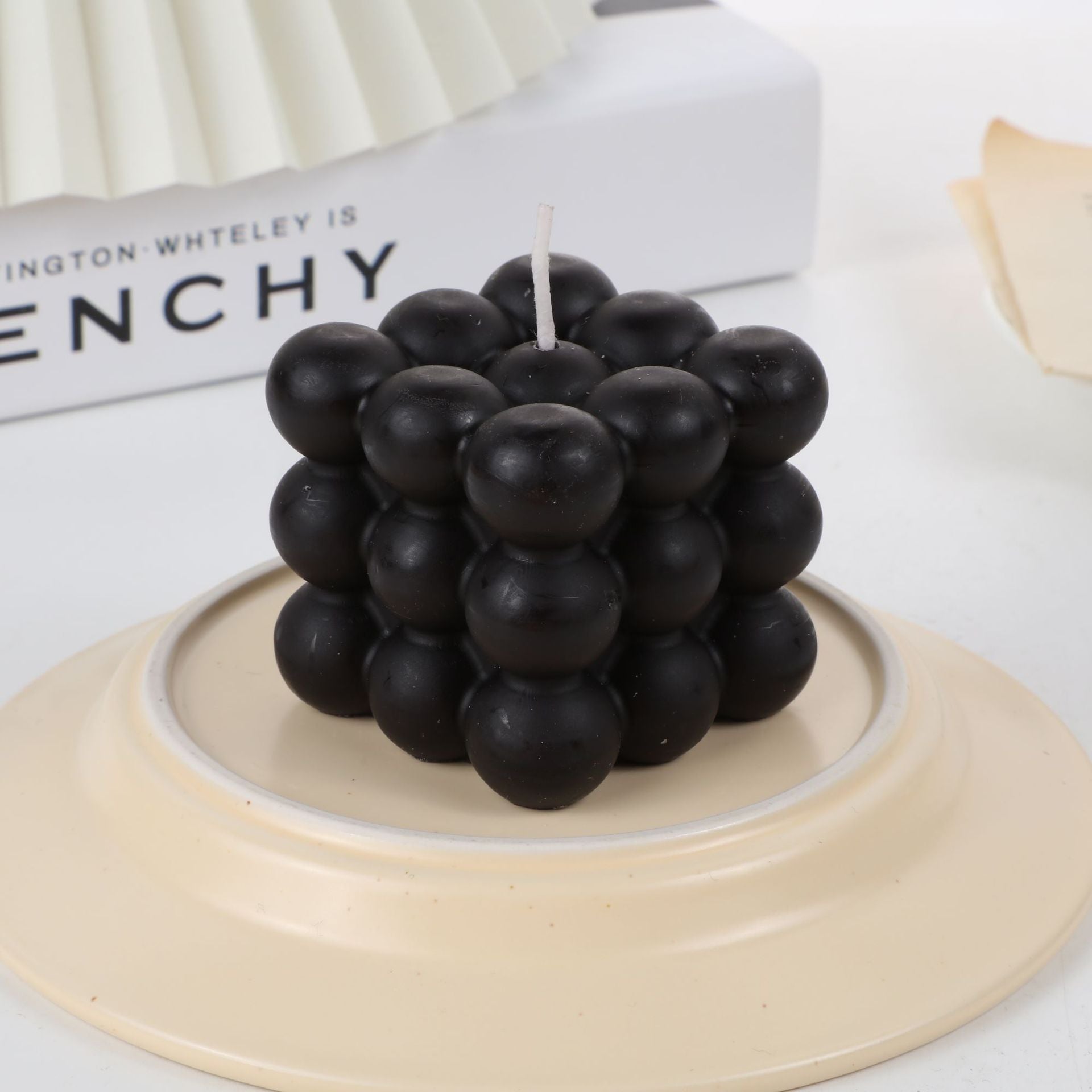 BubbleGlow Candle - Modern Soy Wax Cube Candle for Cozy Home Decor
