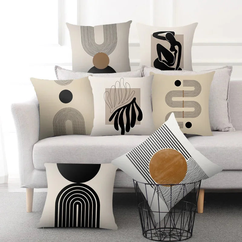 Aurum Cushion Cover - Black & White Abstract