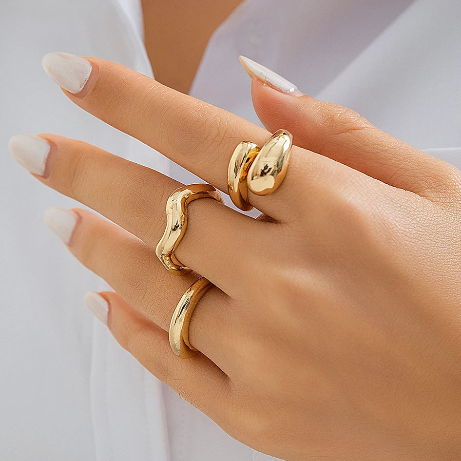 EleganceGold Set - Vintage Snake Ring 3-Piece Collection