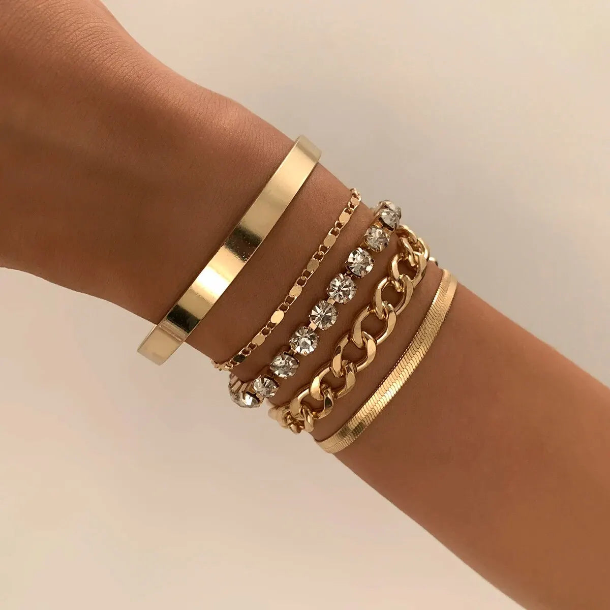 SnakeEdge Metal Bracelet Set – 5 Pieces
