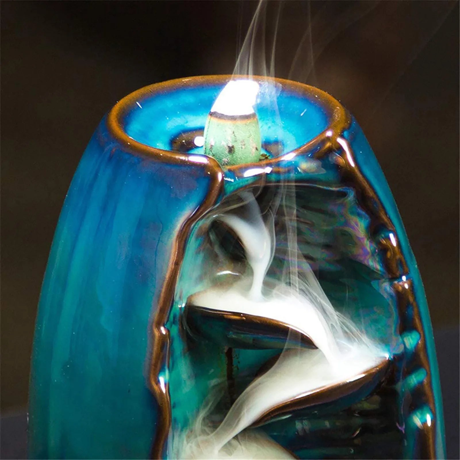 SerenityFlow - Ceramic Incense Waterfall