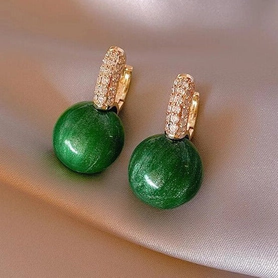 Alina - Green Gold Pearl Earrings for Women