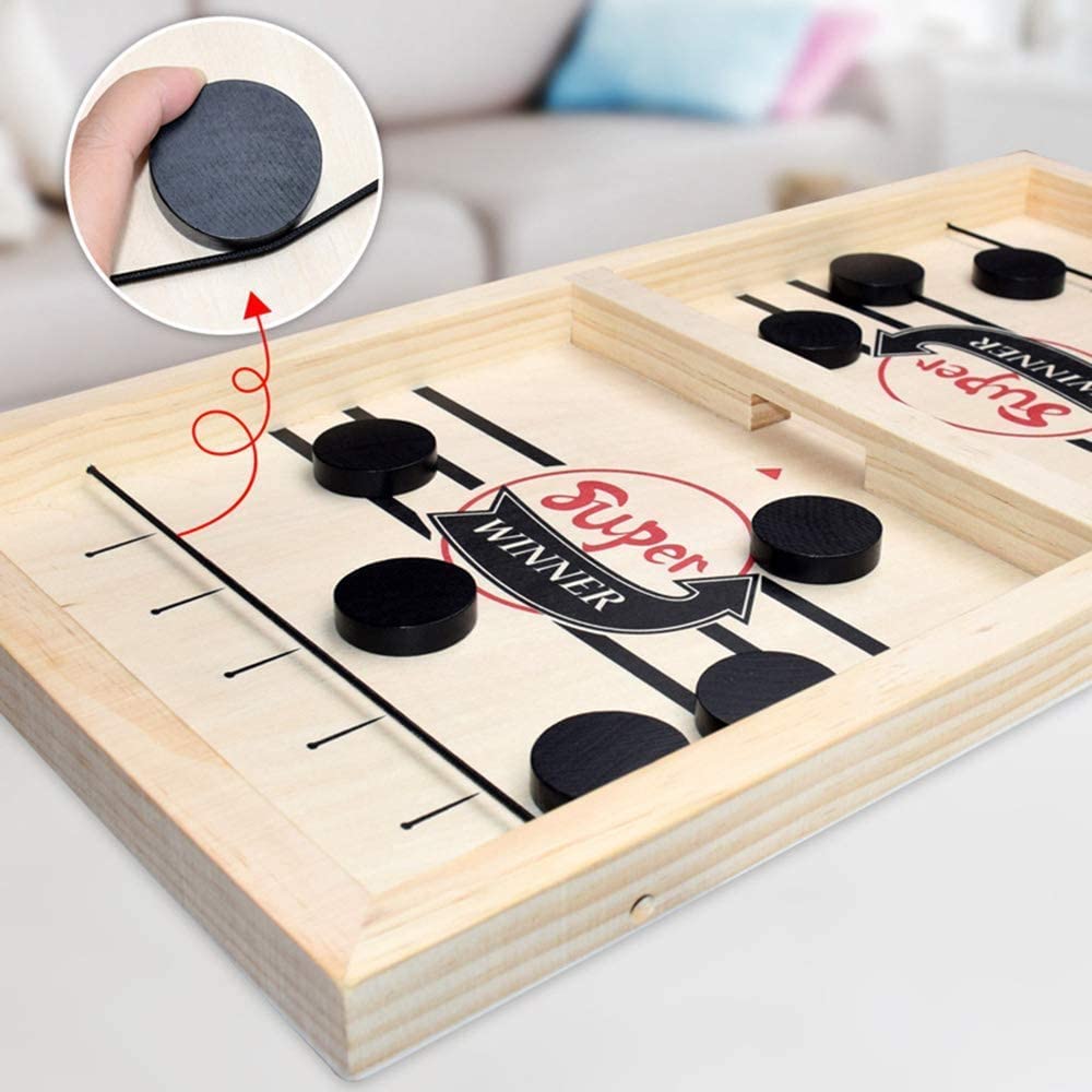 TimberHockey Game - Wooden Tabletop Hockey for Family Fun