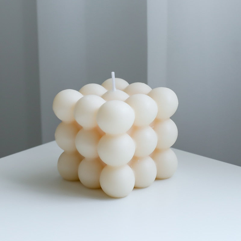 BubbleGlow Candle - Modern Soy Wax Cube Candle for Cozy Home Decor