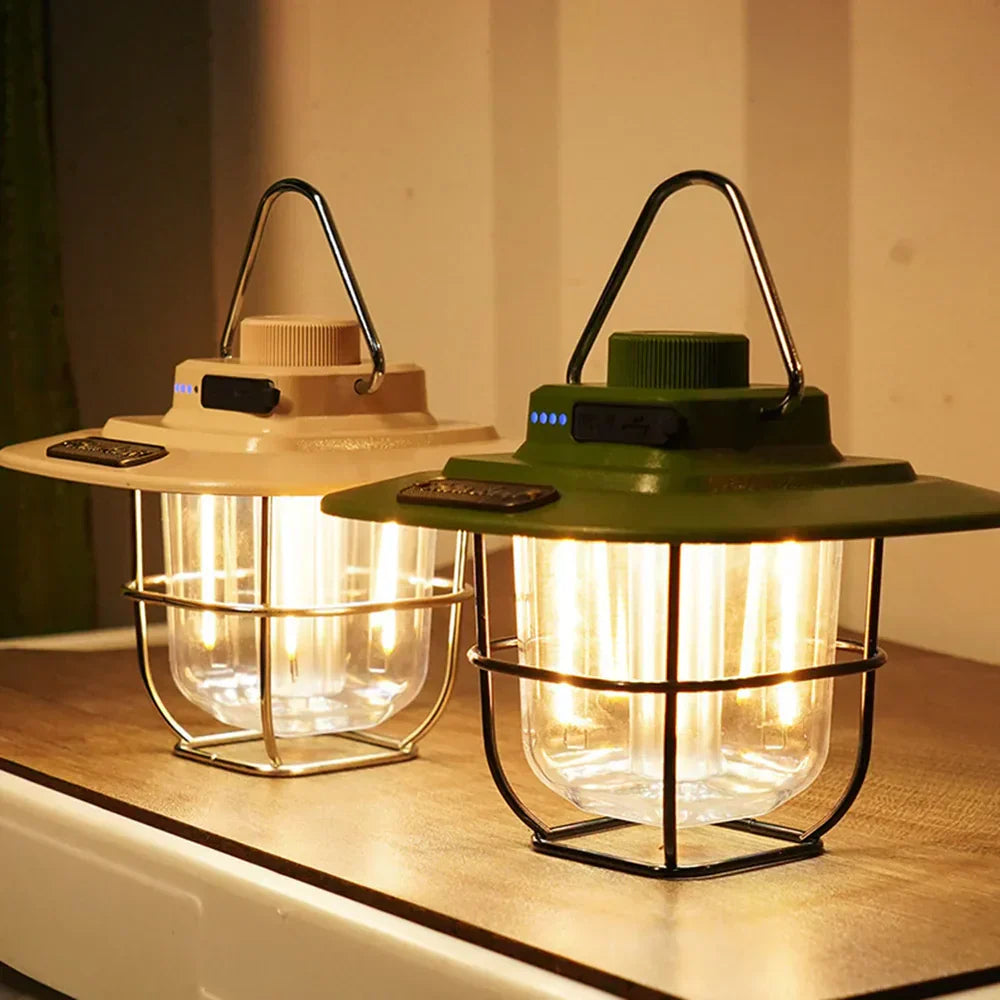 NostalgiaGlow - Retro Rechargeable LED Camping Lantern