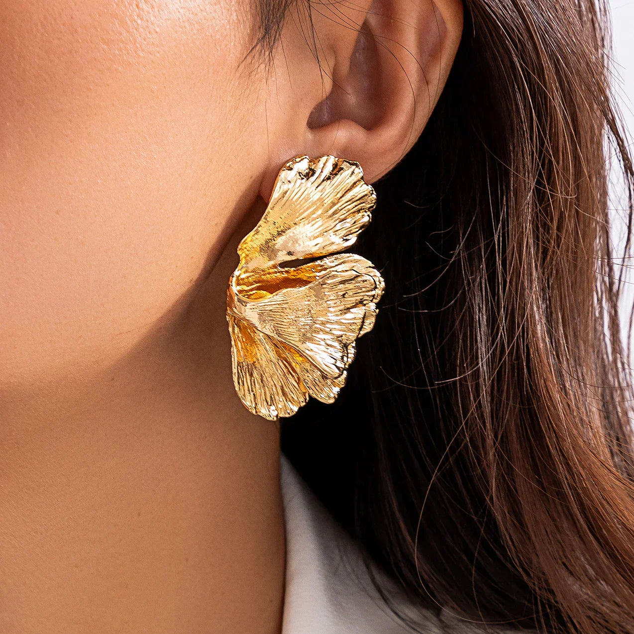 BlossomMetal Earrings - Elegant Metal Petal Drop Earrings