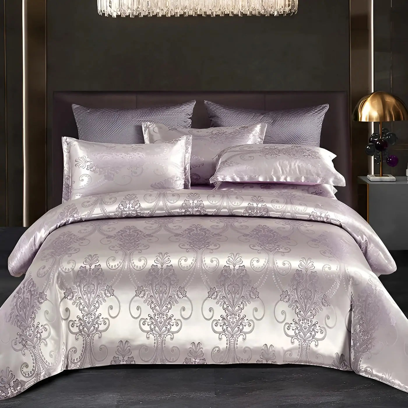 Satin Jacquard Duvet Cover - Luxe Bedroom
