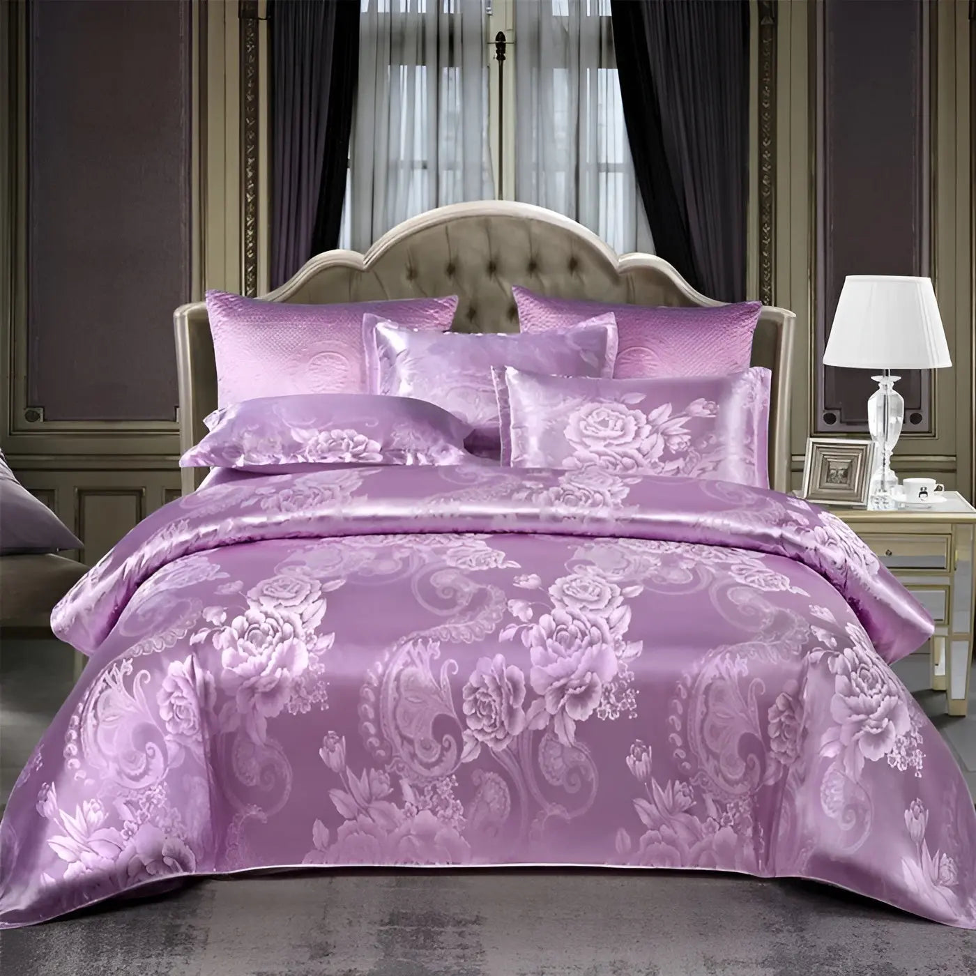 Satin Jacquard Duvet Cover - Luxe Bedroom