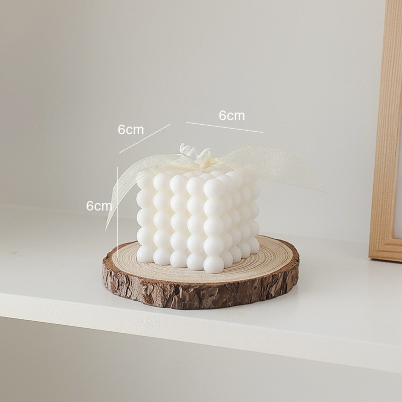 BubbleGlow Candle - Modern Soy Wax Cube Candle for Cozy Home Decor