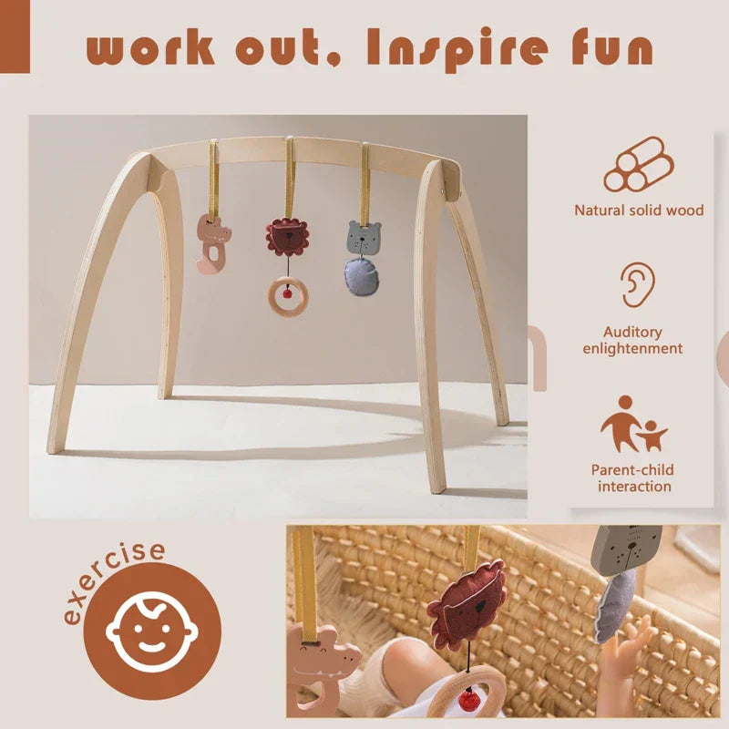 Montessori RattleFrame - Wooden Baby Play Gym with Hanging Toys