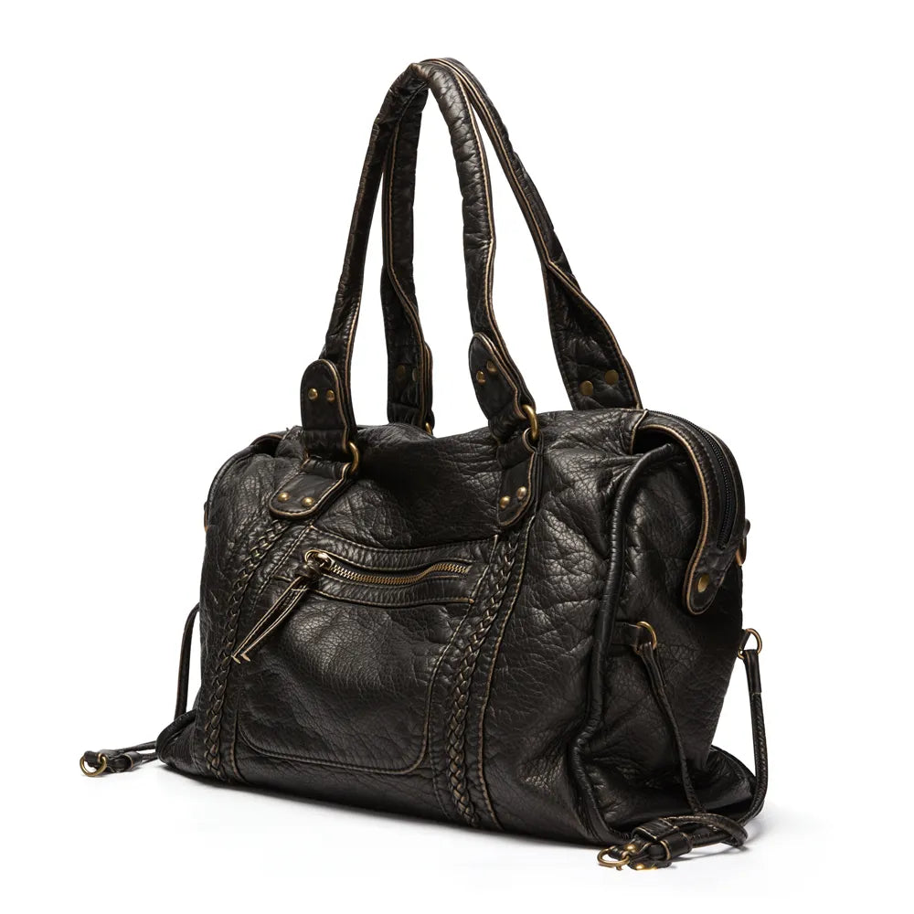 NoirClass - Black Leather Handbag for Women
